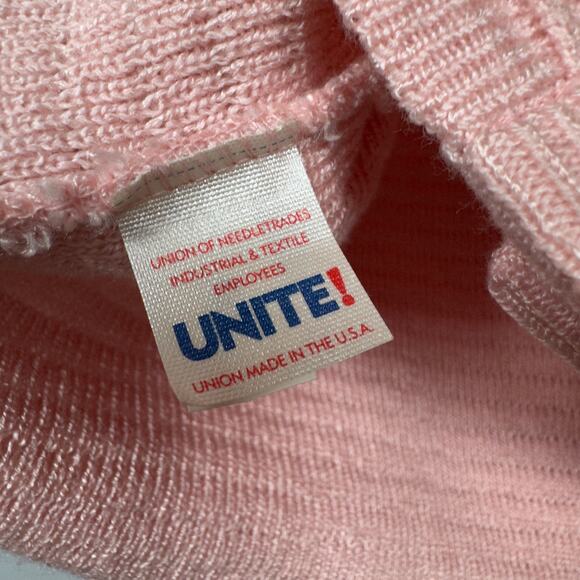 Vintage 90s UnionMade Women's Sweater Ami Knits Pink Gold Buttons Size 8 - Picture 3 of 7